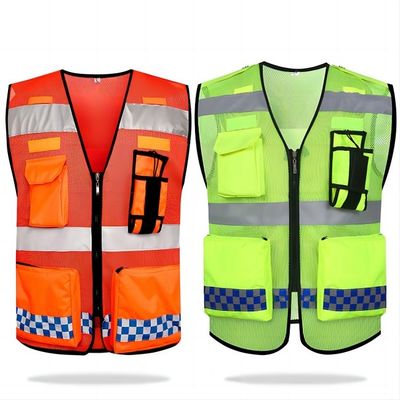 Mua Áo an toàn phản xạ lưới polyester 120gm với băng phản xạ cao 5cm và logo tùy chỉnh để hiển thị cao sản xuất trực tuyến